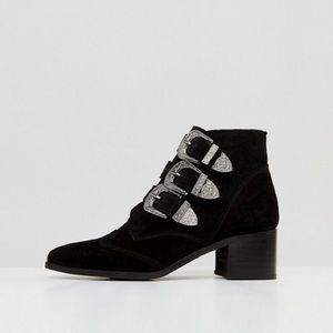 ASOS Relieve Suede Buckle Ankle Boot